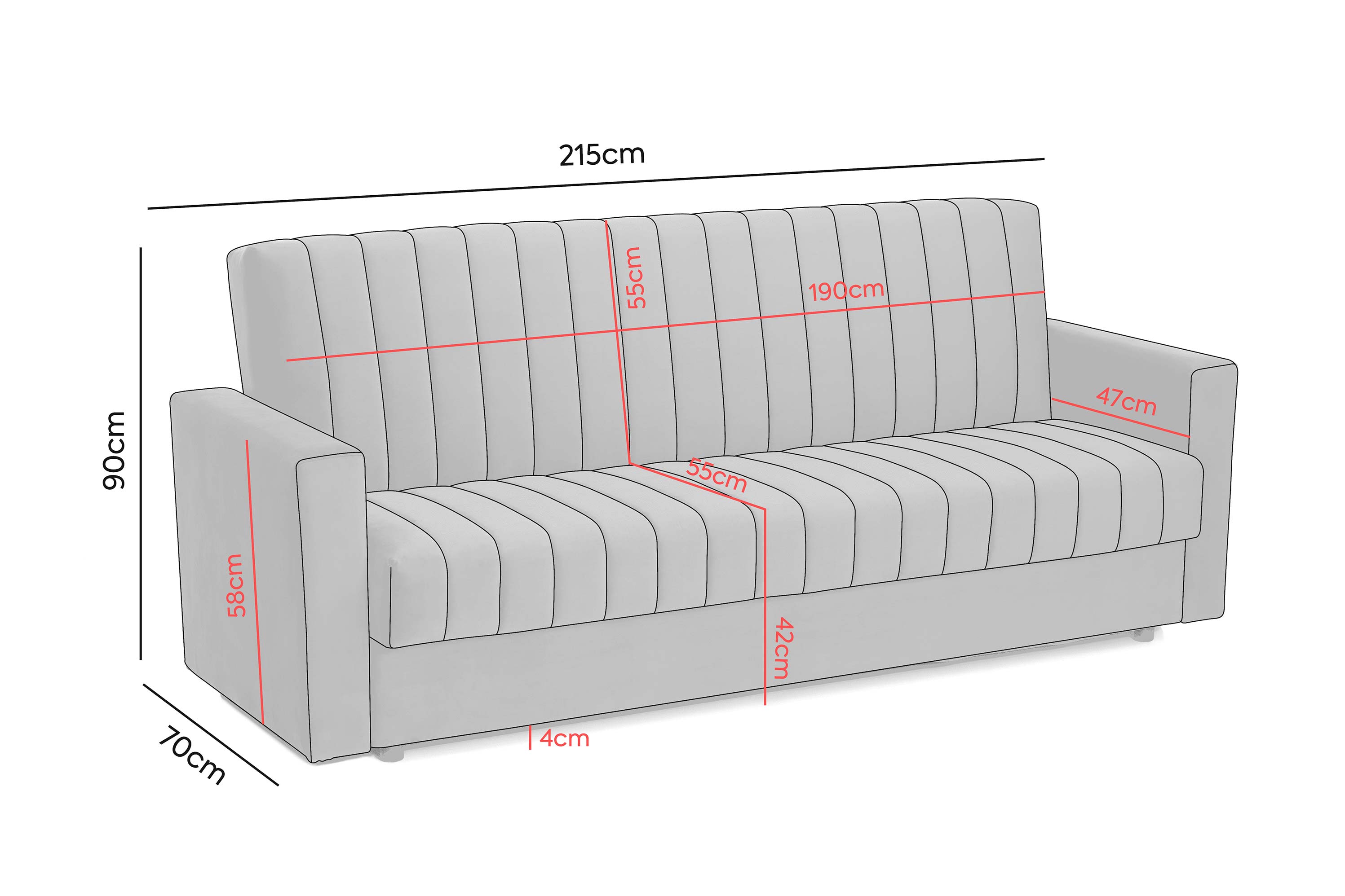 Canapea Extensibila 3 locuri Emerald, cu lada de depozitare 215x70x90 cm- Prestigehome.ro - Canapea - Prestige