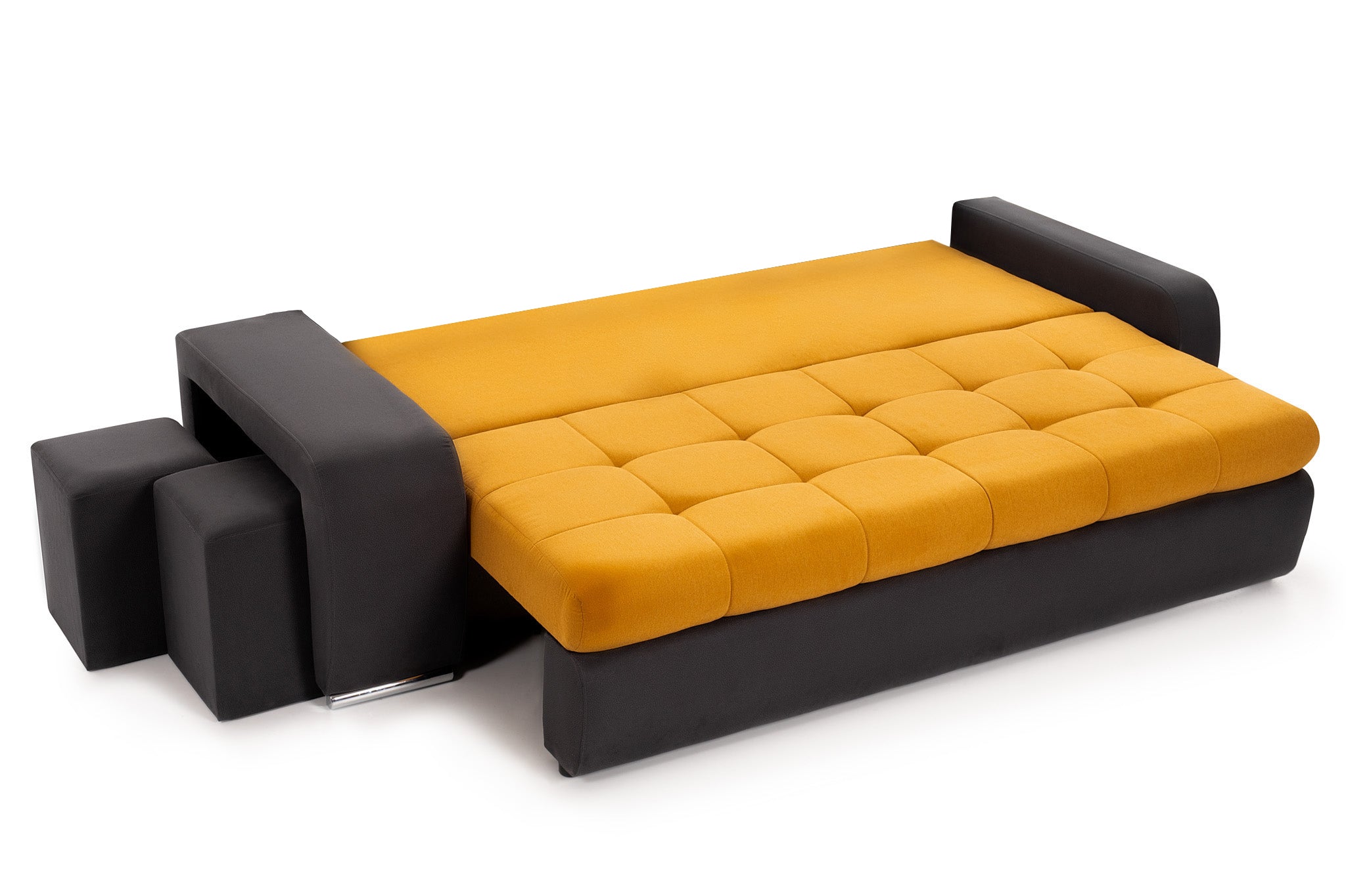 Canapea Extensibilă 3 locuri CAROL, cu ladă de depozitare, 250x100x75 cm, Mango/Negru - Prestige Home