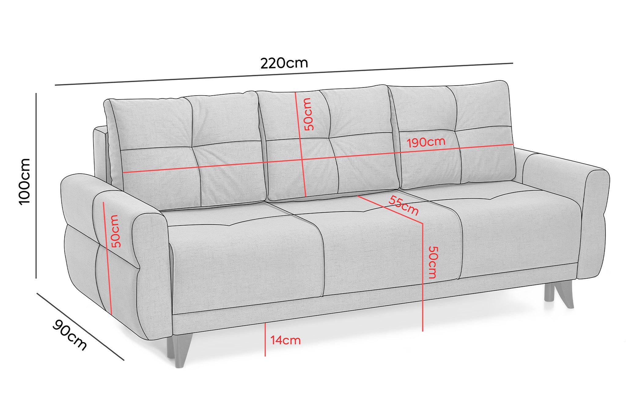 Canapea Extensibila 3 locuri Emerald, cu lada de depozitare, 215x70x90 cm - Prestigehome.ro - Canapea - Prestige