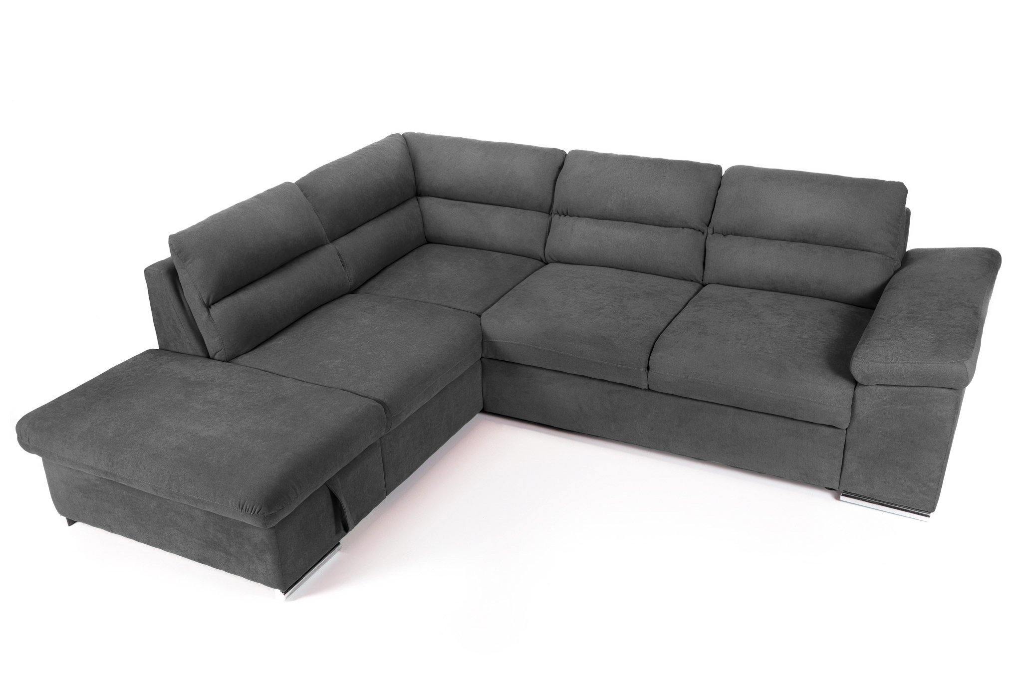 Coltar Extensibil ALONSO, cu lada de depozitare, variante stanga/dreapta 265x220x85 cm, Rosu - Prestigehome.ro - Coltare - Prestige - #variante coltar_stanga #color_gri-inchis-enjoy