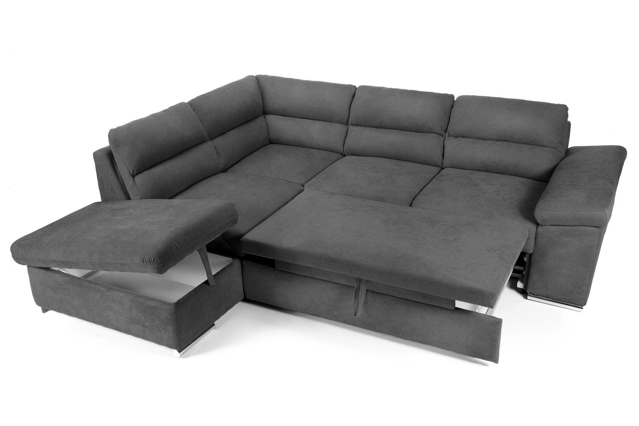 Coltar Extensibil ALONSO, cu lada de depozitare, variante stanga/dreapta 265x220x85 cm, Rosu - Prestigehome.ro - Coltare - Prestige - #variante coltar_stanga #color_gri-inchis-enjoy