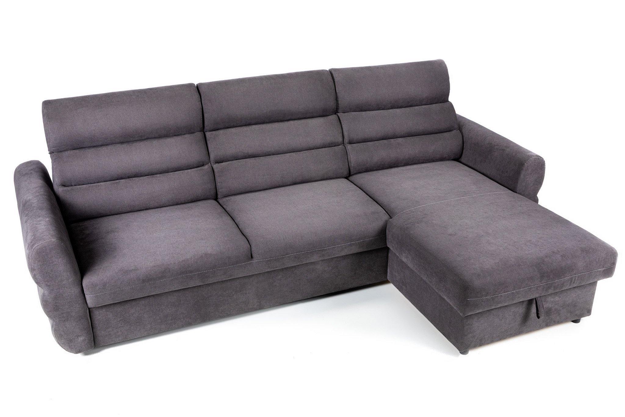 Coltar Extensibil pe dreapta TENERIFE, cu lada de depozitare, cu tetiere, 280x165x85 cm, Gri - Prestigehome.ro - Coltare - Prestige