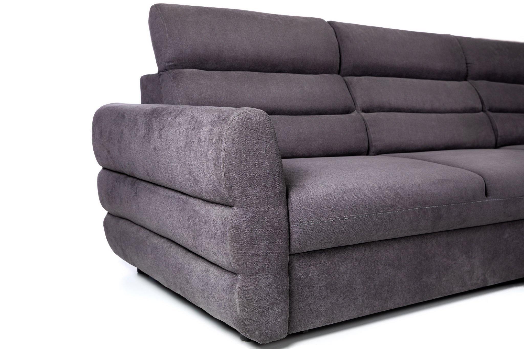 Coltar Extensibil pe dreapta TENERIFE, cu lada de depozitare, cu tetiere, 280x165x85 cm, Gri - Prestigehome.ro - Coltare - Prestige