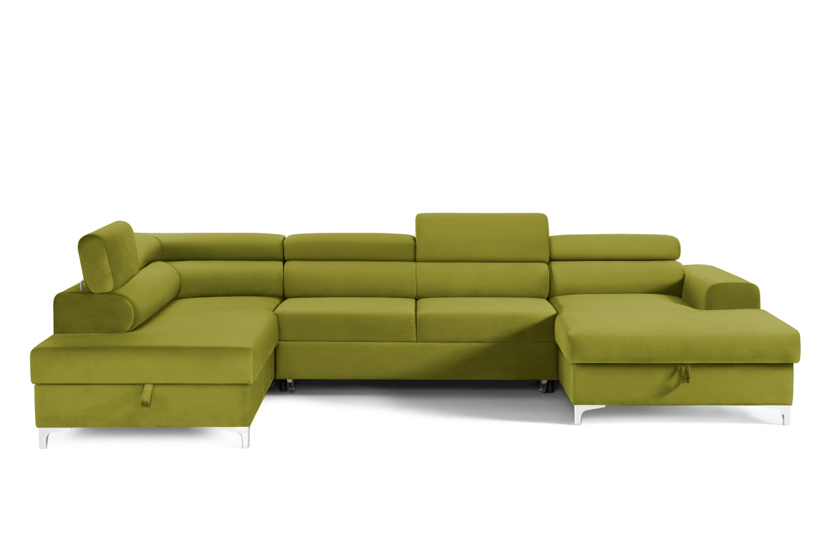 Coltar Extensibil, in forma de U, TIME NEW, cu 2 lazi de depozitare, cu tetiere reglabile, 360x220x95 cm