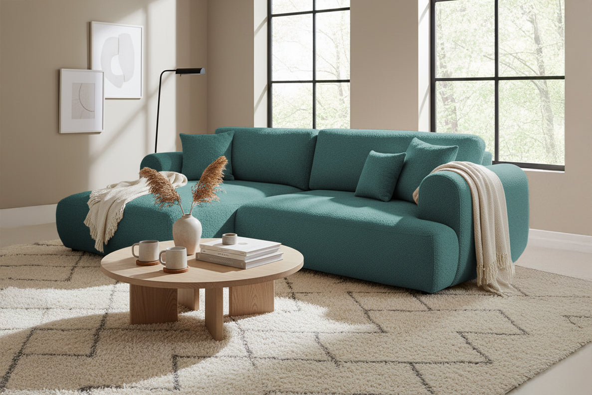 Colțar Extensibil 3 locuri NOA, cu ladă de depozitare, 270x155x80 cm, #color_Albastru-Anthology