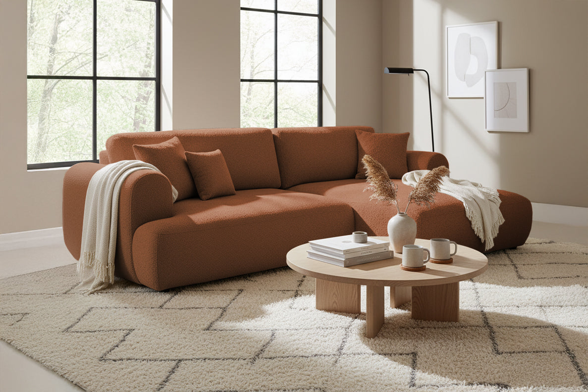 Colțar Extensibil 3 locuri NOA, cu ladă de depozitare, 270x155x80 cm, #color_Caramiziu-Anthology