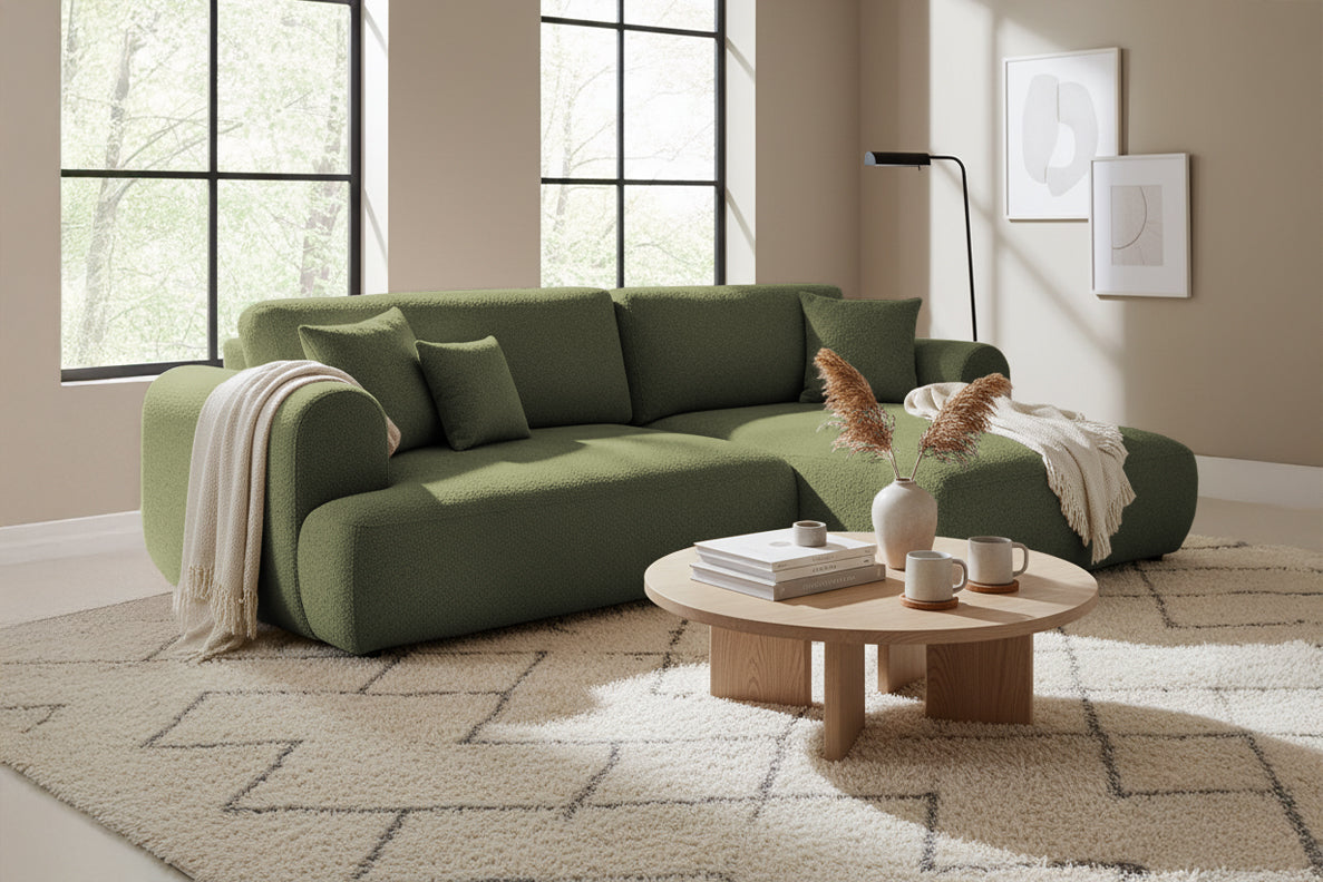 Colțar Extensibil 3 locuri NOA, cu ladă de depozitare, 270x155x80 cm, #color_Verde-Anthology