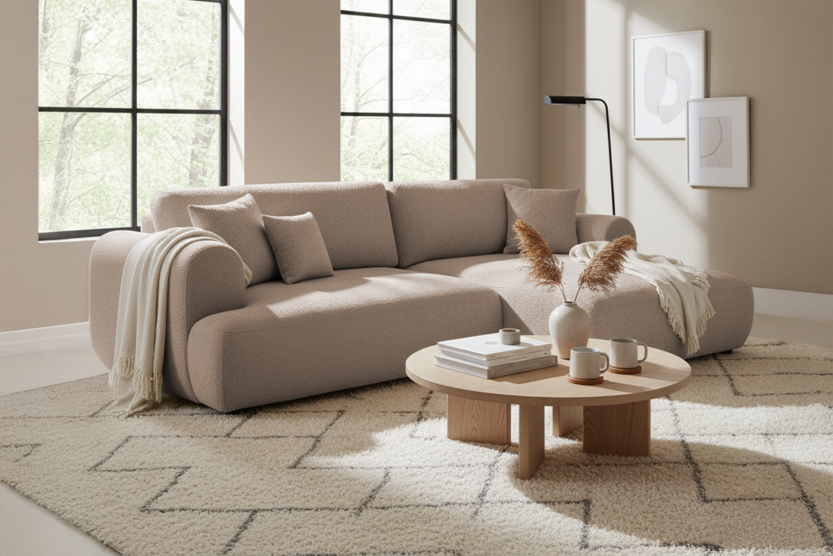 Colțar Extensibil 3 locuri NOA, cu ladă de depozitare, 270x155x80 cm, #color_Bej-Anthology