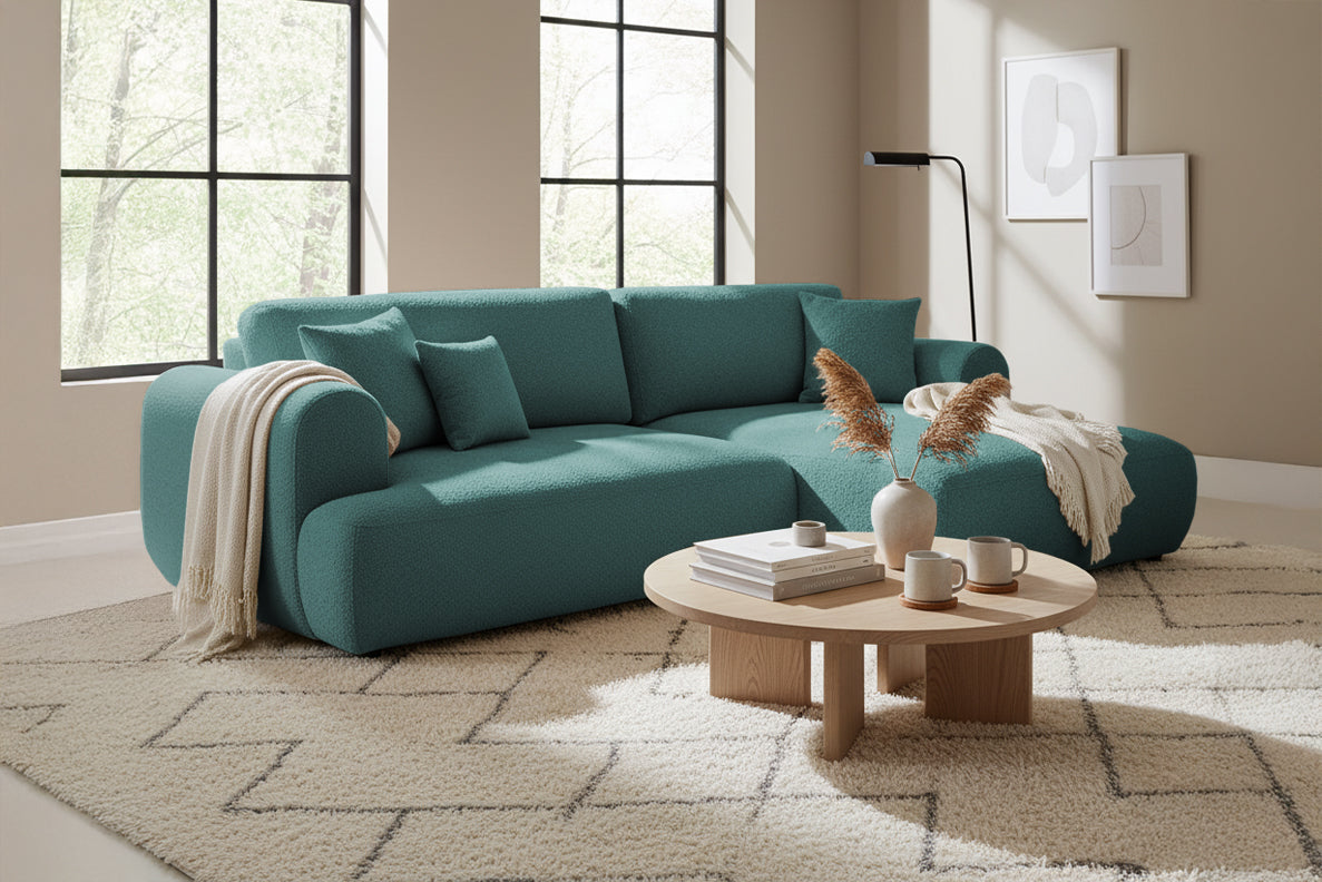 Colțar Extensibil 3 locuri NOA, cu ladă de depozitare, 270x155x80 cm, #color_Albastru-Anthology