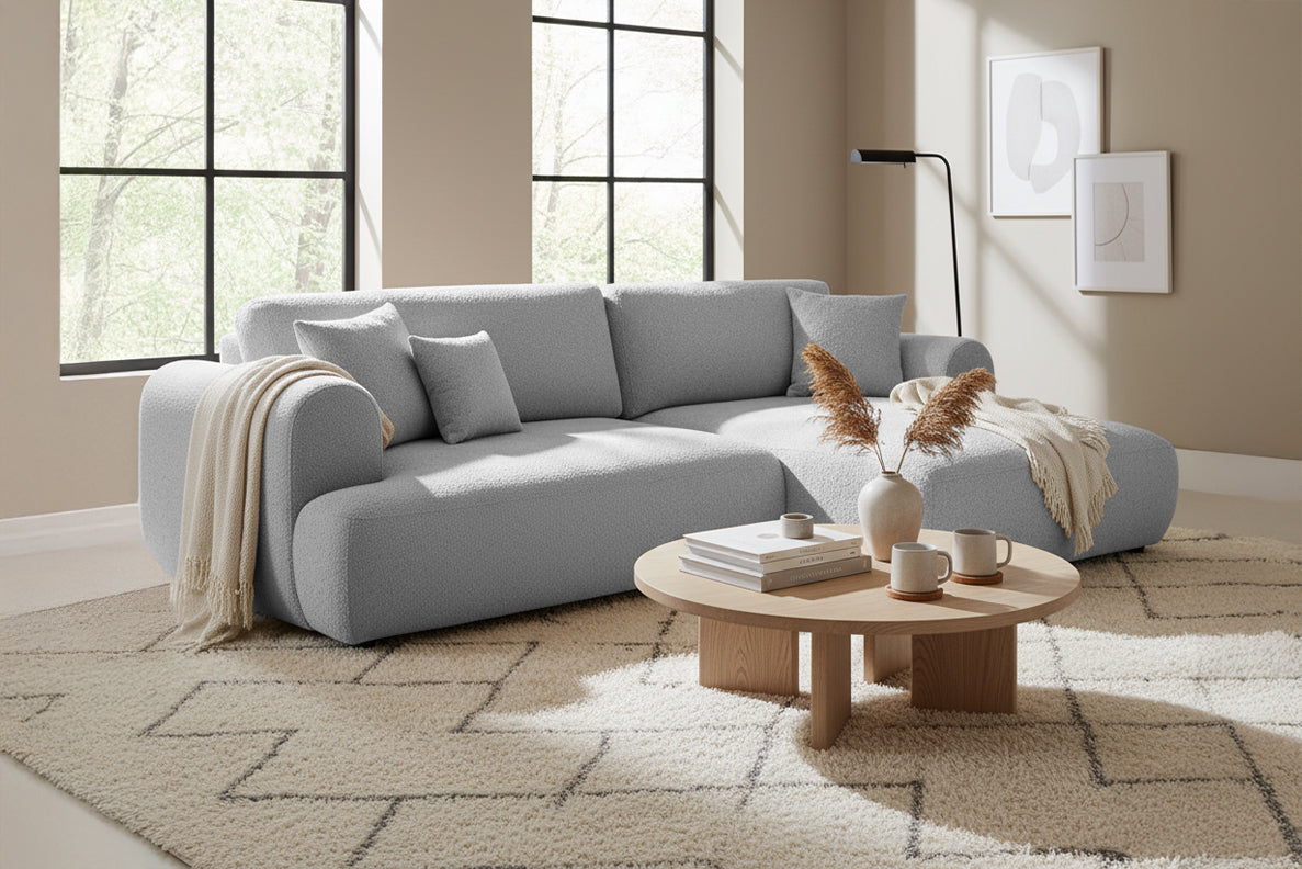 Colțar Extensibil 3 locuri NOA, cu ladă de depozitare, 270x155x80 cm, #color_Gri-Argintiu-Anthology