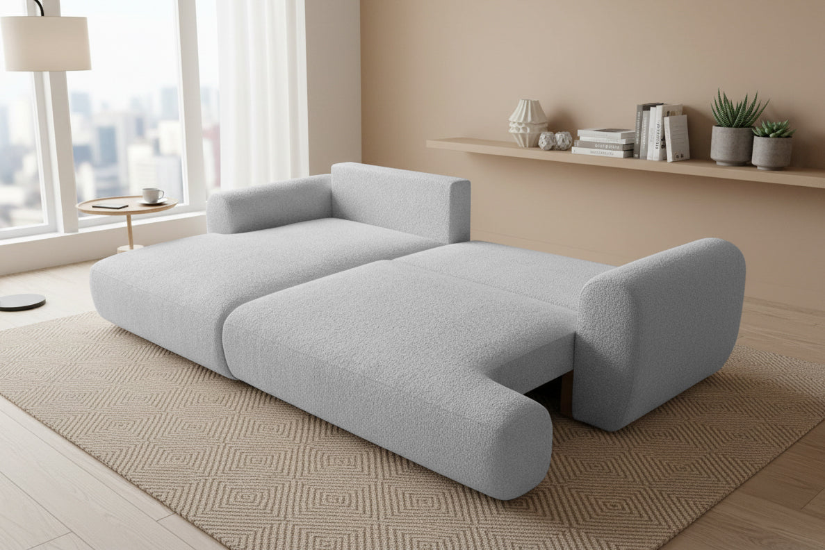 Colțar Extensibil 3 locuri NOA, cu ladă de depozitare, 270x155x80 cm, #color_Gri-Argintiu-Anthology