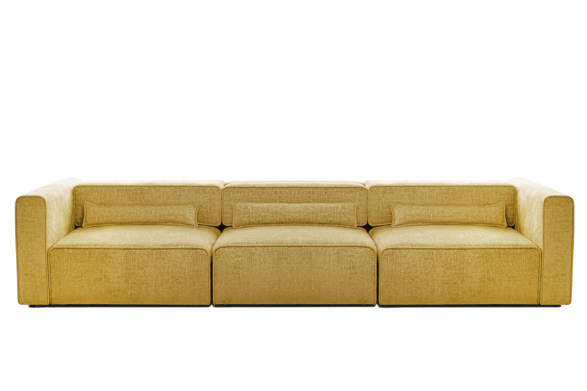 Canapea Extensibilă 4 locuri ZANETTO, cu 3 lăzi depozitare, 340x100x70 cm, #color_Galben-Onyx