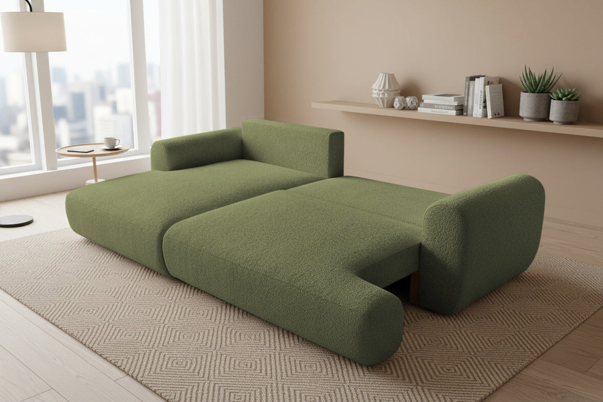 Colțar Extensibil 3 locuri NOA, cu ladă de depozitare, 270x155x80 cm, #color_Verde-Anthology