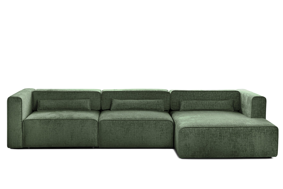 Colțar Extensibil 5 locuri ZANETTO, cu ladă de depozitare, 340x160x70 cm, #color_Verde-Onyx