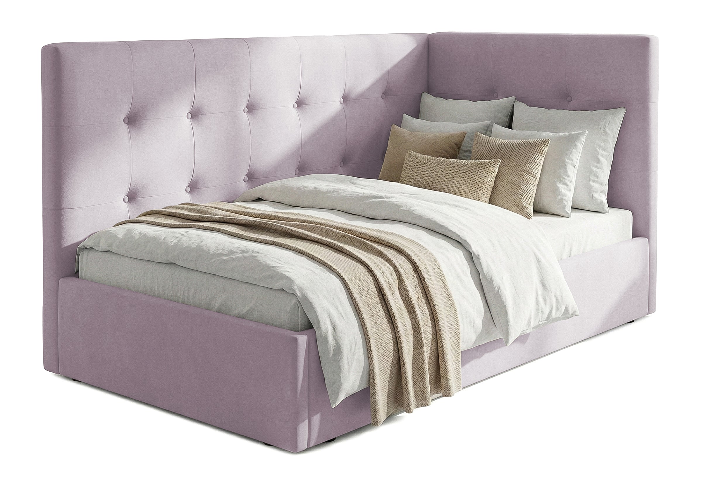 Pat Tapițat Lille de colț, cu somieră rabatabilă și ladă depozitare, #color_Swing-Violet