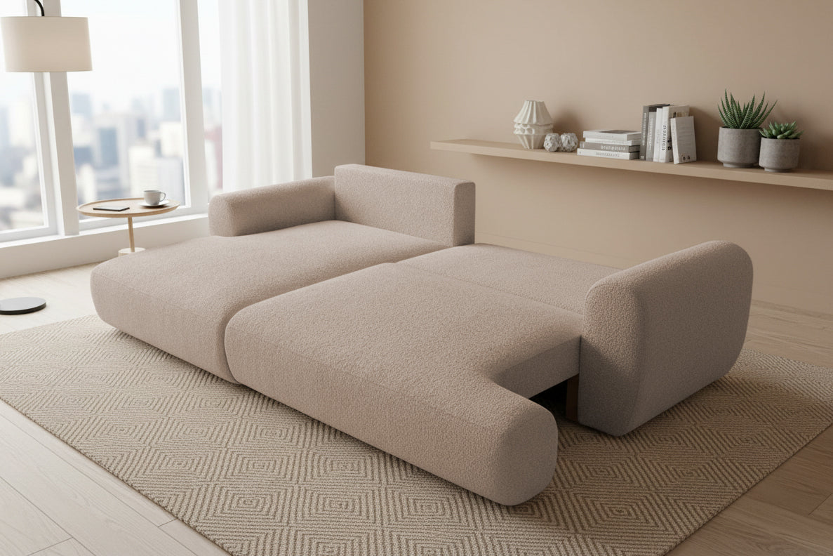 Colțar Extensibil 3 locuri NOA, cu ladă de depozitare, 270x155x80 cm, #color_Bej-Anthology