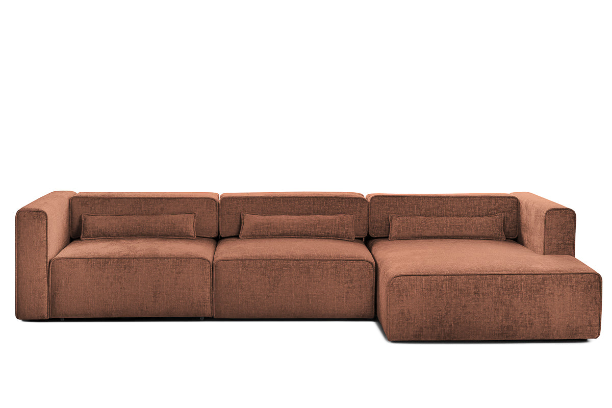 Colțar Extensibil 5 locuri ZANETTO, cu ladă de depozitare, 340x160x70 cm, #color_Bordeaux-Onyx