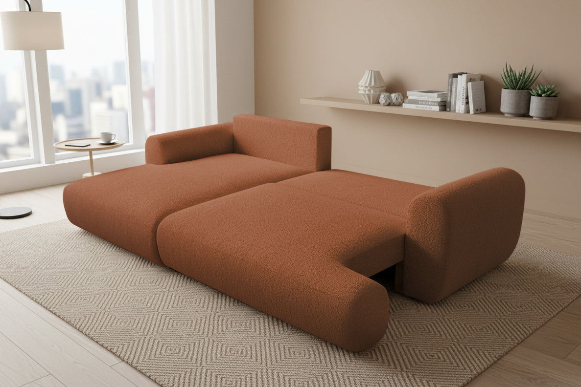 Colțar Extensibil 3 locuri NOA, cu ladă de depozitare, 270x155x80 cm, #color_Caramiziu-Anthology