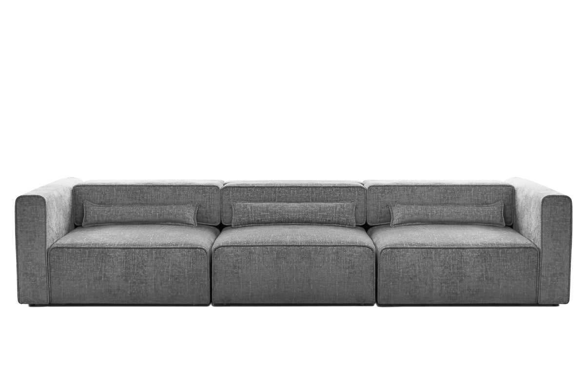 Canapea Extensibilă 4 locuri ZANETTO, cu 3 lăzi depozitare, 340x100x70 cm, #color_Gri-Onyx