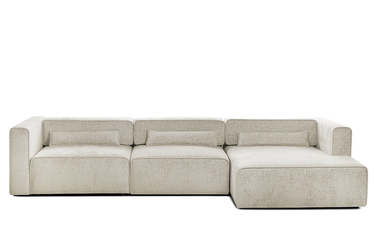 Colțar Extensibil 5 locuri ZANETTO, cu ladă de depozitare, 340x160x70 cm, #color_Crem-Onyx