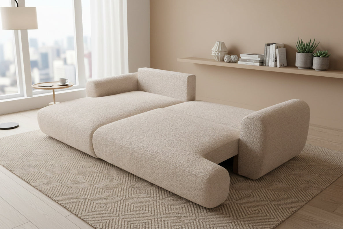 Colțar Extensibil 3 locuri NOA, cu ladă de depozitare, 270x155x80 cm, #color_Crem-Anthology