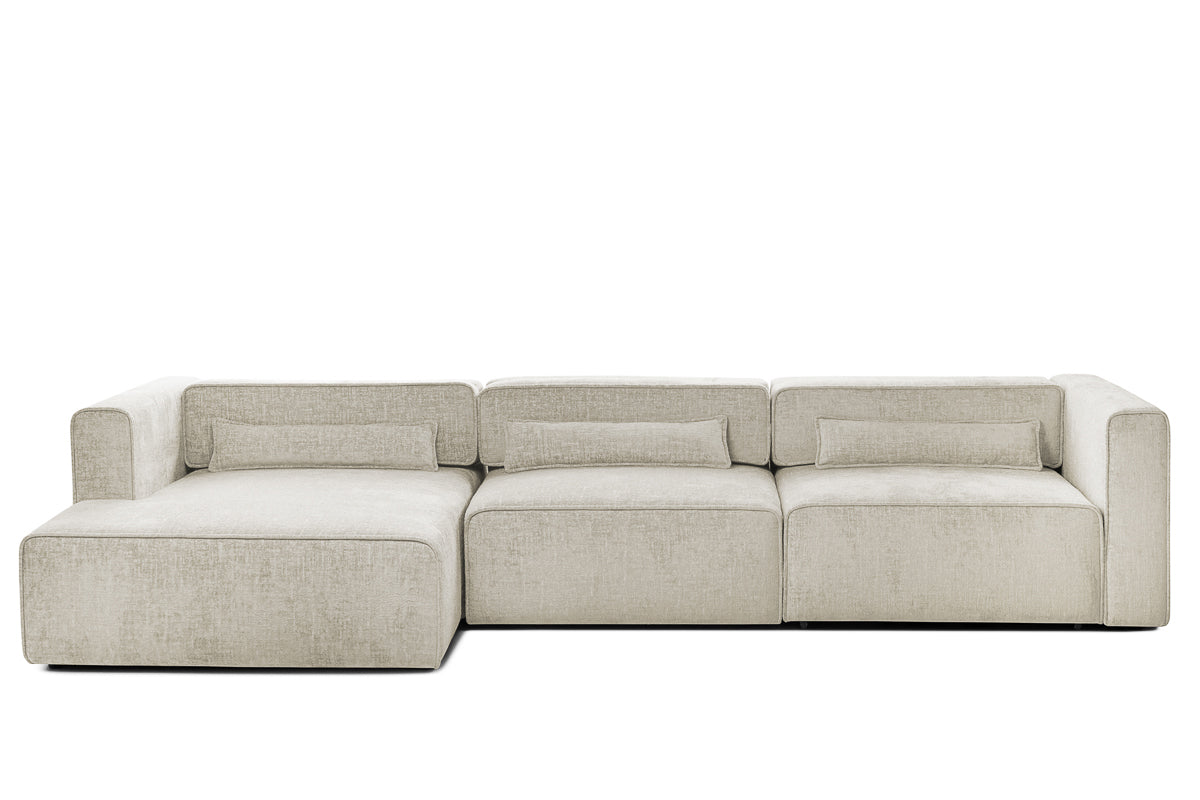 Colțar Extensibil 5 locuri ZANETTO, cu ladă de depozitare, 340x160x70 cm, #color_Crem-Onyx