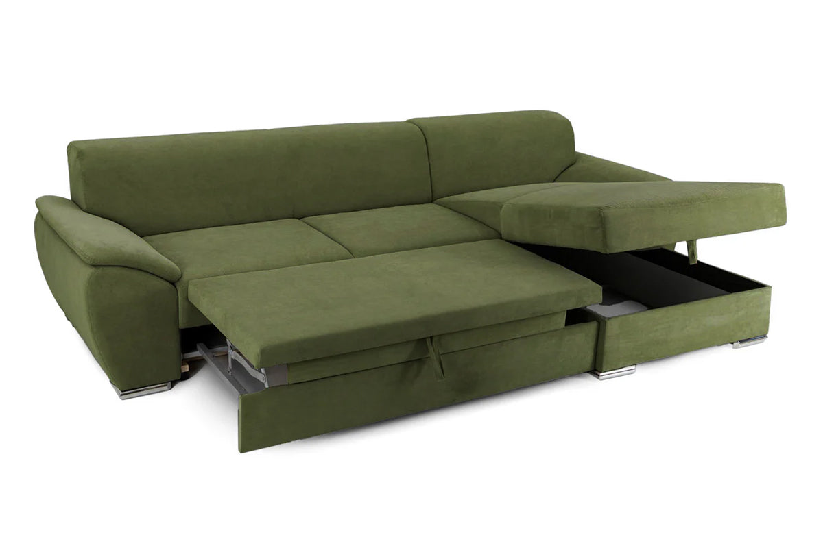 Colțar Extensibil PICASSO, cu ladă de depozitare, variante stânga/dreapta 300x170x80 cm #color_Verde-Enjoy