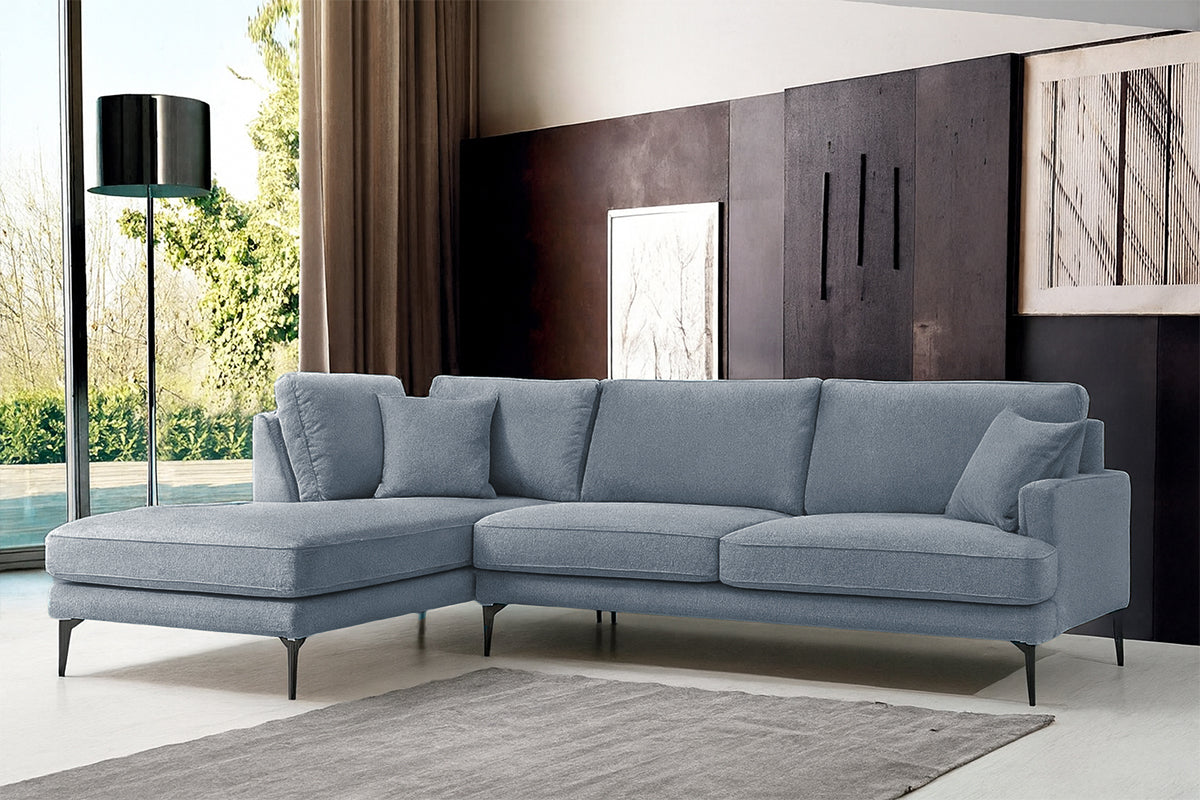 Colțar Fix AZURRO, cu ladă de depozitare, 280x90/180x85 cm - Prestigehome.ro - Colțar - Prestige #color_Albastru-Mystery