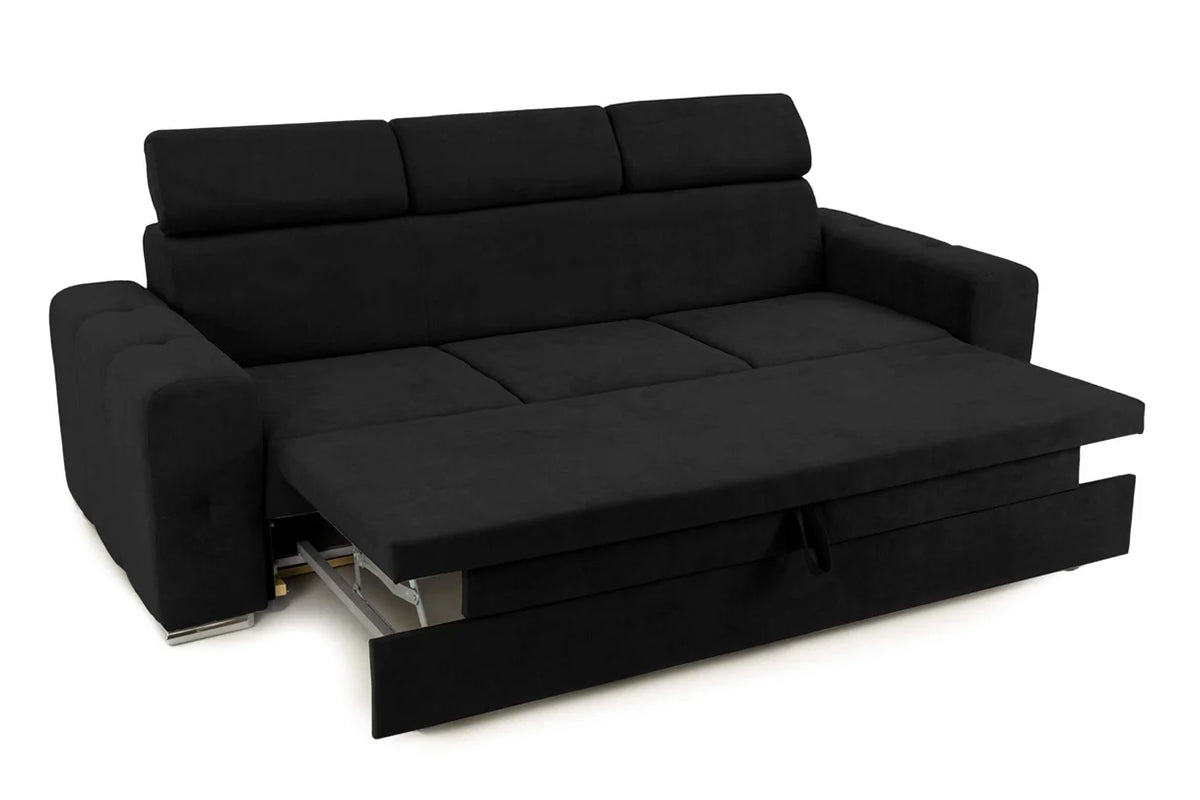 Canapea Extensibila 3 locuri BELLAGIO, cu tetiere, 235x95x85 cm - Prestigehome.ro - Canapea 3 Locuri - Prestige - #color_negru-enjoy