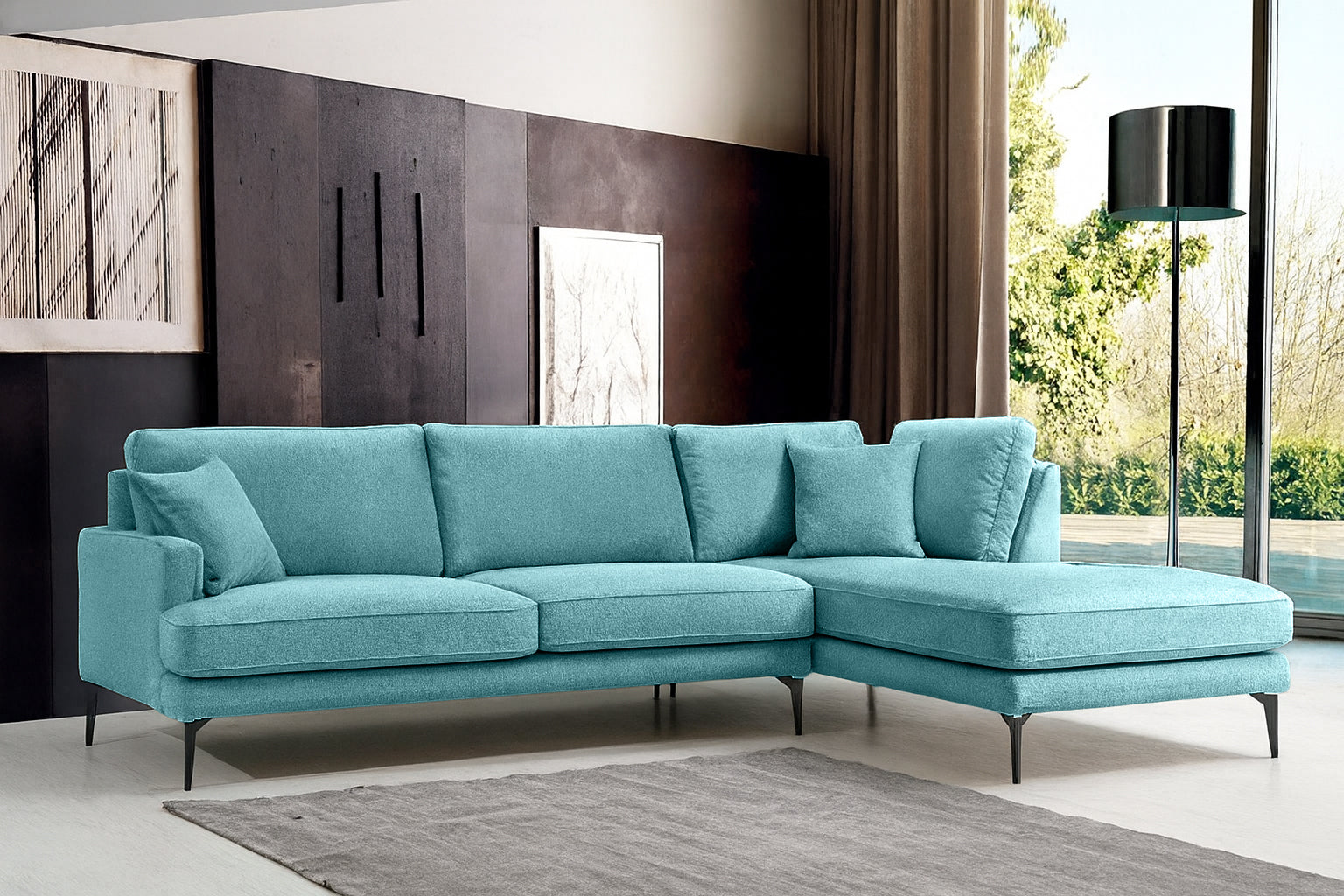 Colțar Fix AZURRO, cu ladă de depozitare, 280x90/180x85 cm - Prestigehome.ro - Colțar - Prestige #color_Turcoaz-Mystery