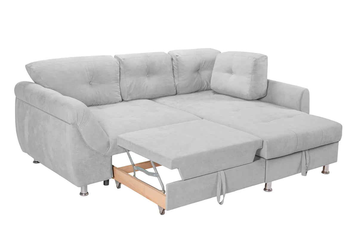 Coltar Extensibil MERLIN, cu lada depozitare, 230 x 190 x 93 cm, Prestigehome, #color_Gri-Deschis-Enjoy