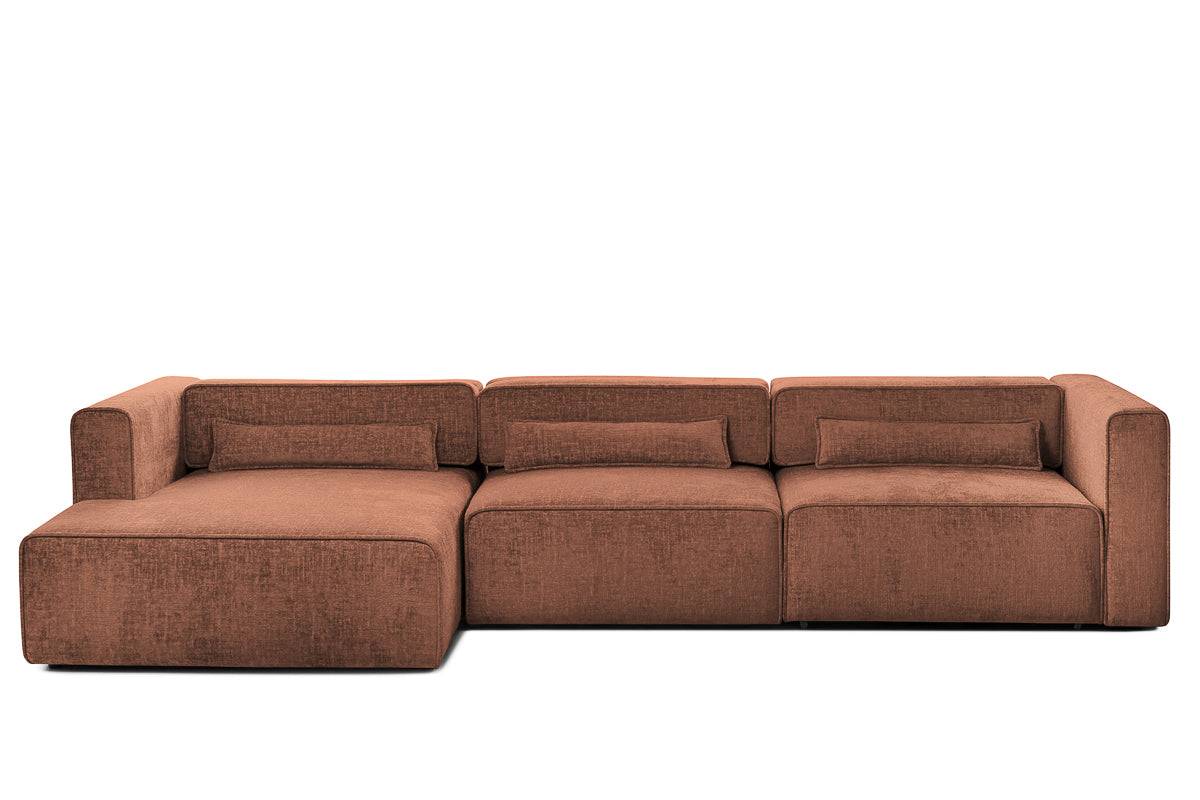 Colțar Extensibil 5 locuri ZANETTO, cu ladă de depozitare, 340x160x70 cm, #color_Bordeaux-Onyx