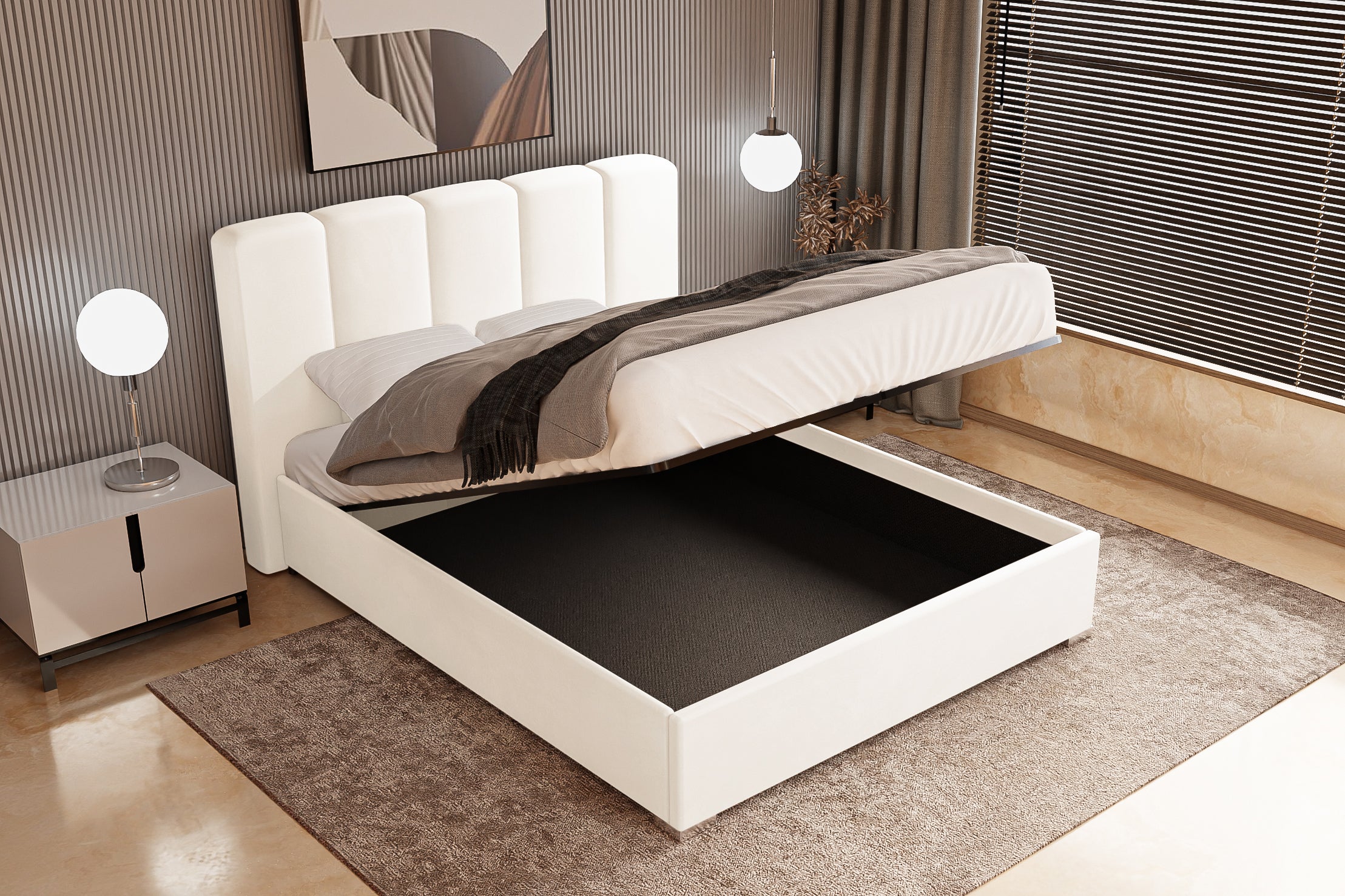 Pat Tapitat Luna, cu Lada Rabatabil, Prestigehome.ro, Prestige, #color_swing-crem