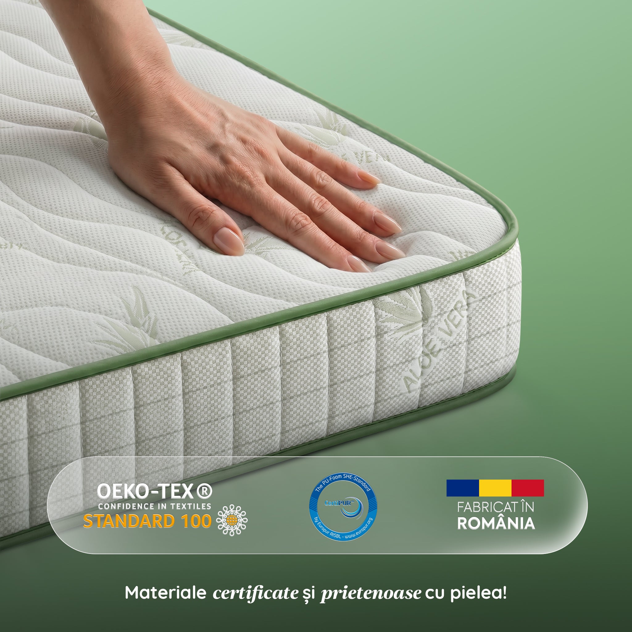 Saltea ALOE VERA THERAPY, spumă poliuretanică, reversibilă, hipoalergenică, super ortopedică, Grosime 19 cm   - Prestige Home 