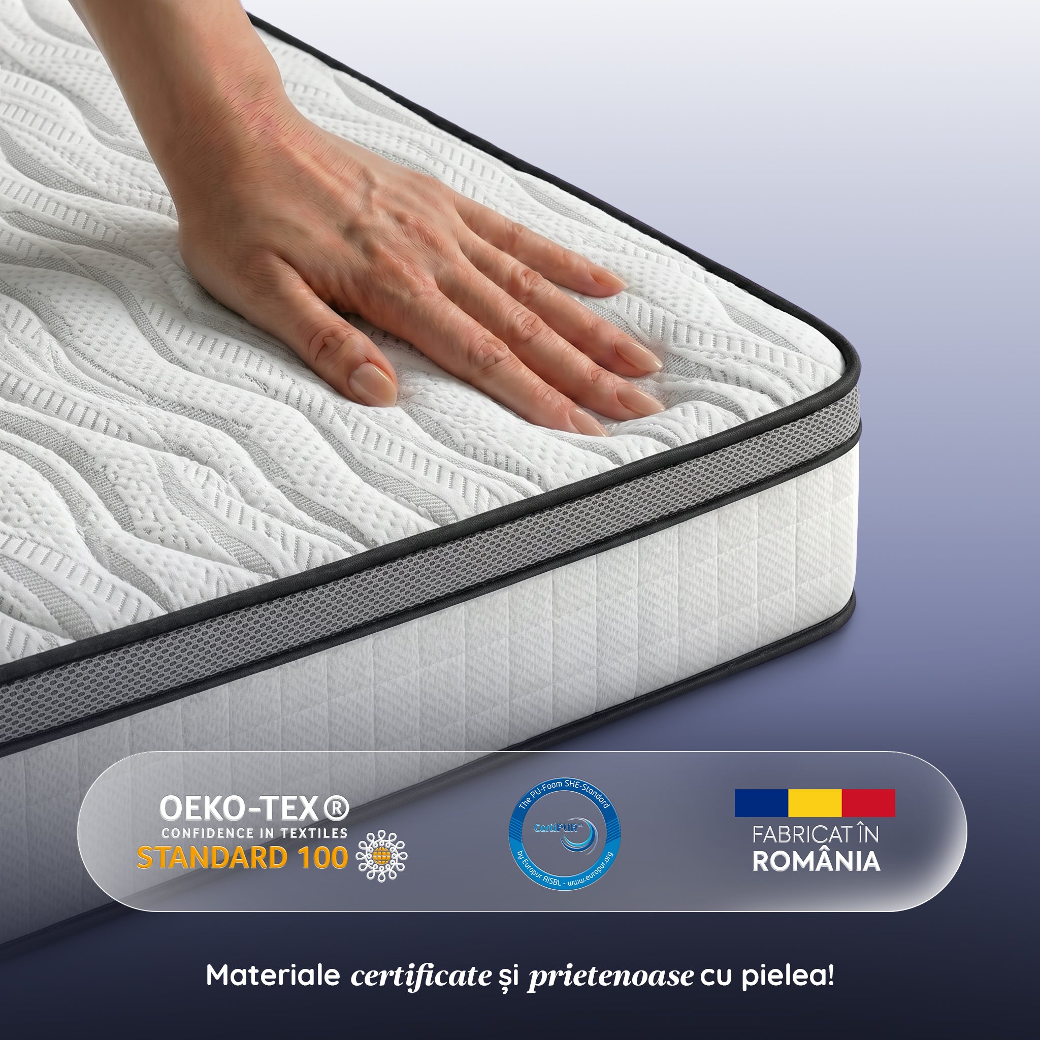 Saltea Ideal Sleep DREAM MEMORY, Arcuri Bonell, spumă poliuretanică fermă, spumă cu memorie, superortopedică, Grosime 26 cm