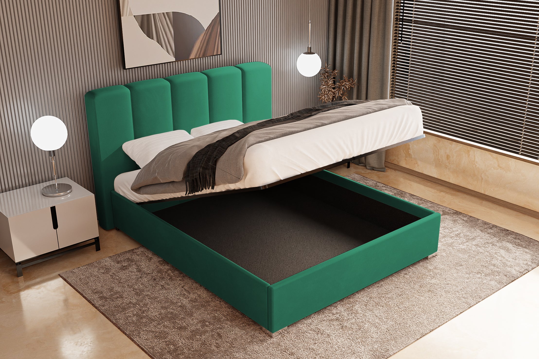 Pat Tapitat Luna, cu Lada Rabatabil, Prestigehome.ro, Prestige, #color_swing-verde