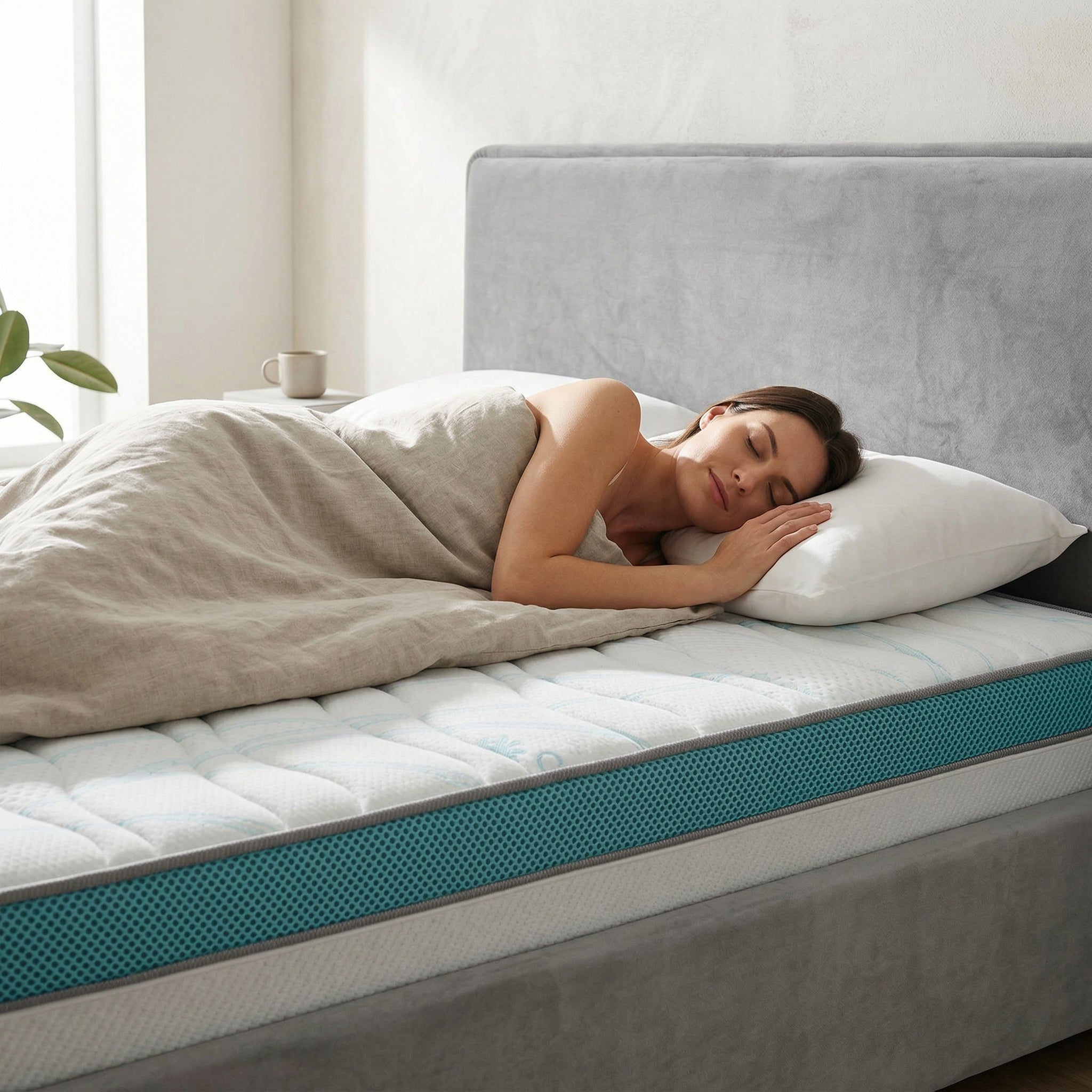 Saltea Ideal Sleep COOLTECH ALOE VERA DUAL, spumă poliuretanică durabilă, spumă High Resilience, husă CoolTech, superortopedică, Grosime 23 cm