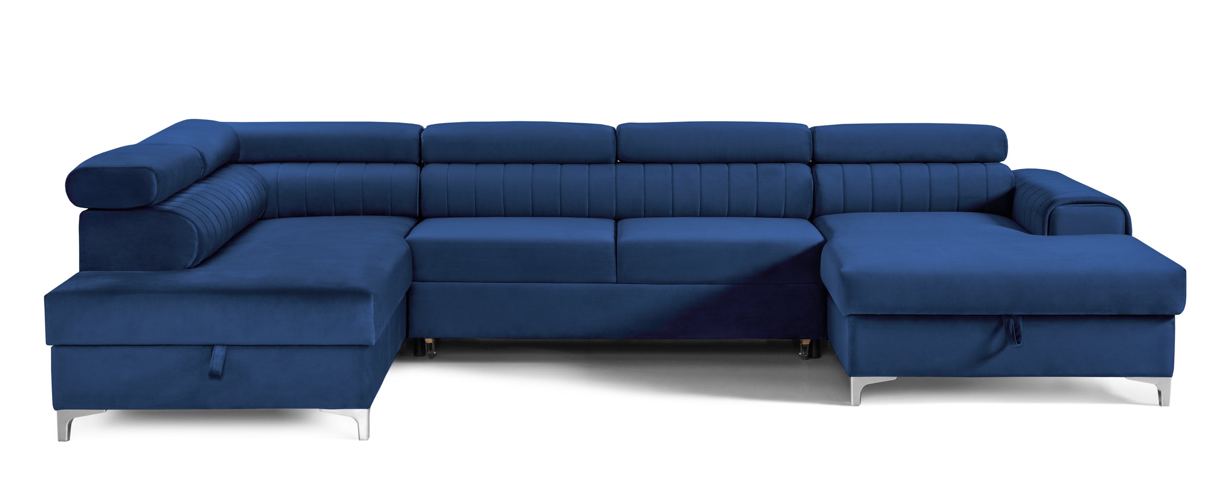 Colțar Extensibil, în formă de U, TIME, cu 2 lăzi de depozitare, cu tetiere reglabile, 360x220x95 cm #color_Albastru-Velluto