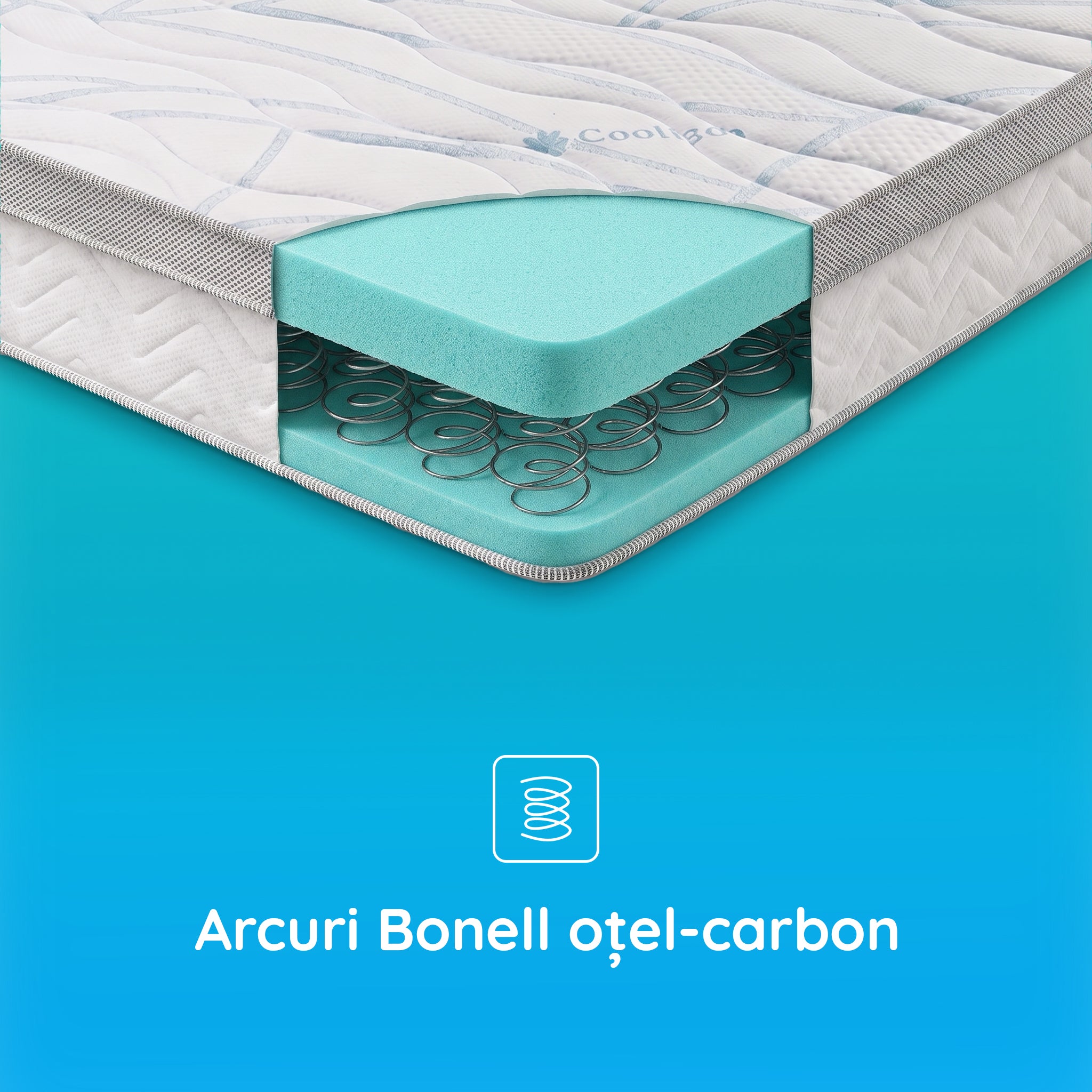 Saltea Ideal Sleep COOLTECH ALOE VERA, Arcuri Bonell, spumă poliuretanică pe multiple straturi, husă CoolTech, superortopedică, Grosime 24 cm