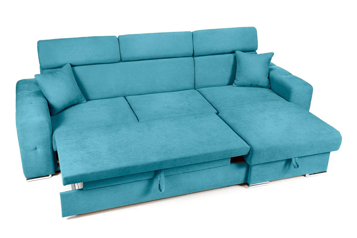 Coltar Extensibil BELLAGIO, sezlong interschimbabil, cu lada de depozitare, cu tetiere, 275x170x85 cm - Prestigehome.ro - Coltare - Prestige - #color_turcoaz-enjoy