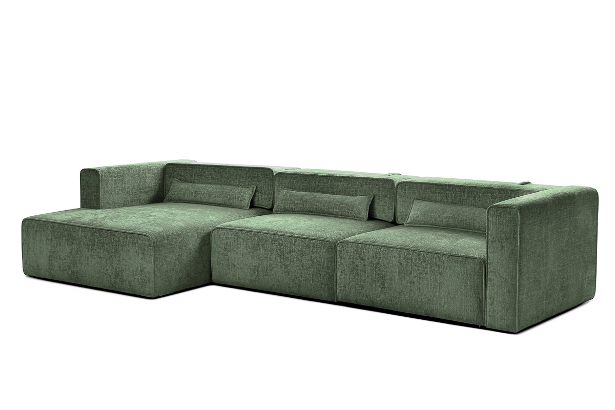 Colțar Extensibil 5 locuri ZANETTO, cu ladă de depozitare, 340x160x70 cm, #color_Verde-Onyx