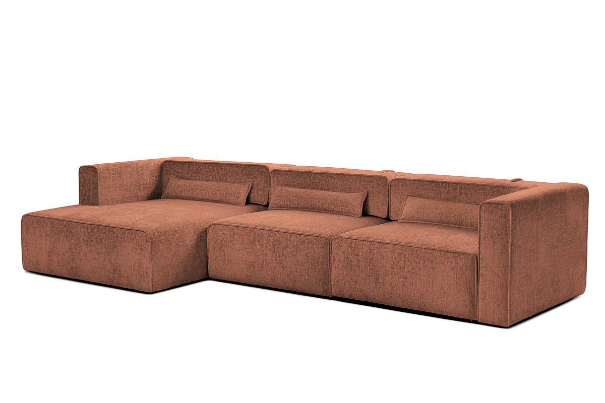 Colțar Extensibil 5 locuri ZANETTO, cu ladă de depozitare, 340x160x70 cm, #color_Bordeaux-Onyx