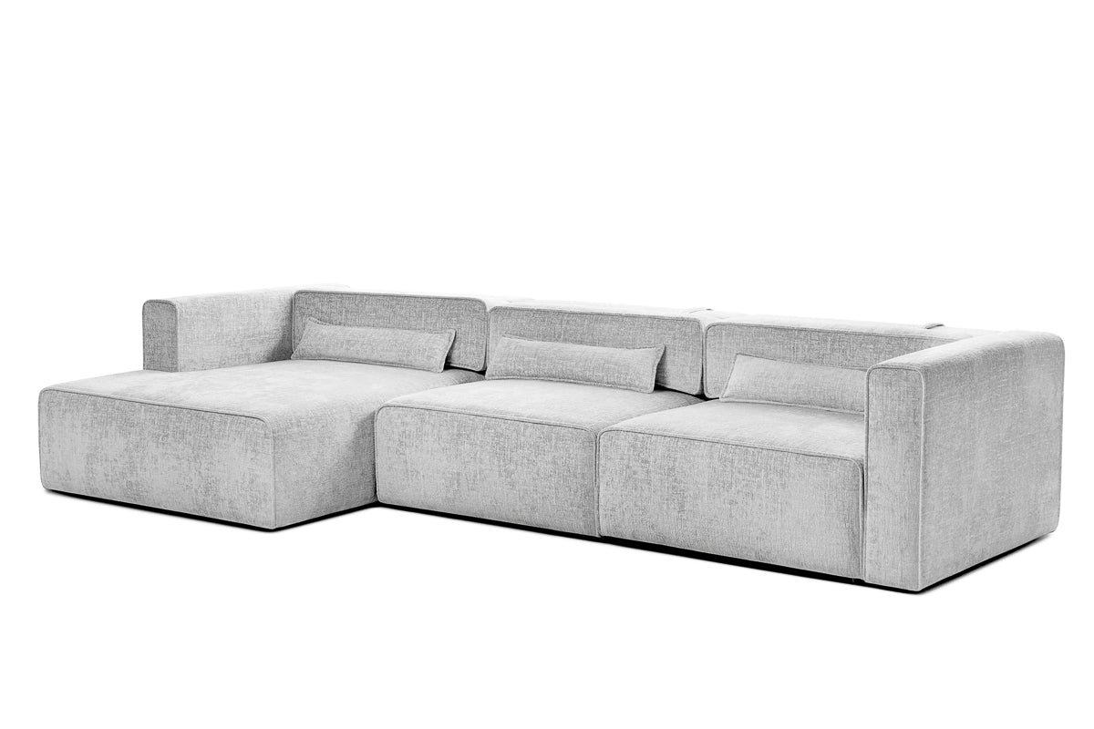 Colțar Extensibil 5 locuri ZANETTO, cu ladă de depozitare, 340x160x70 cm, #color_Gri-Argintiu-Onyx