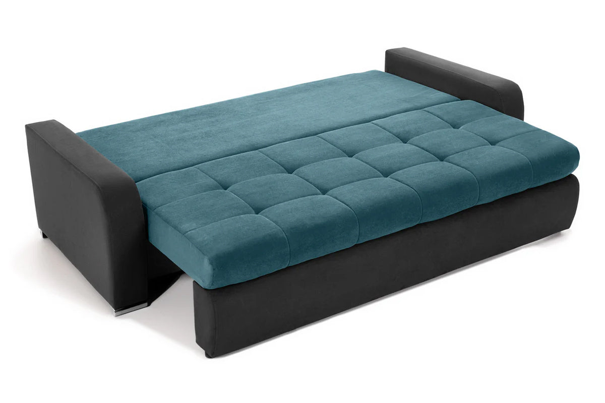 Canapea Extensibilă 3 locuri  VENETIA, cu ladă de depozitare, 220x100x90 cm, #color_Albastru-Verzui-Gri-Inchis-Enjoy