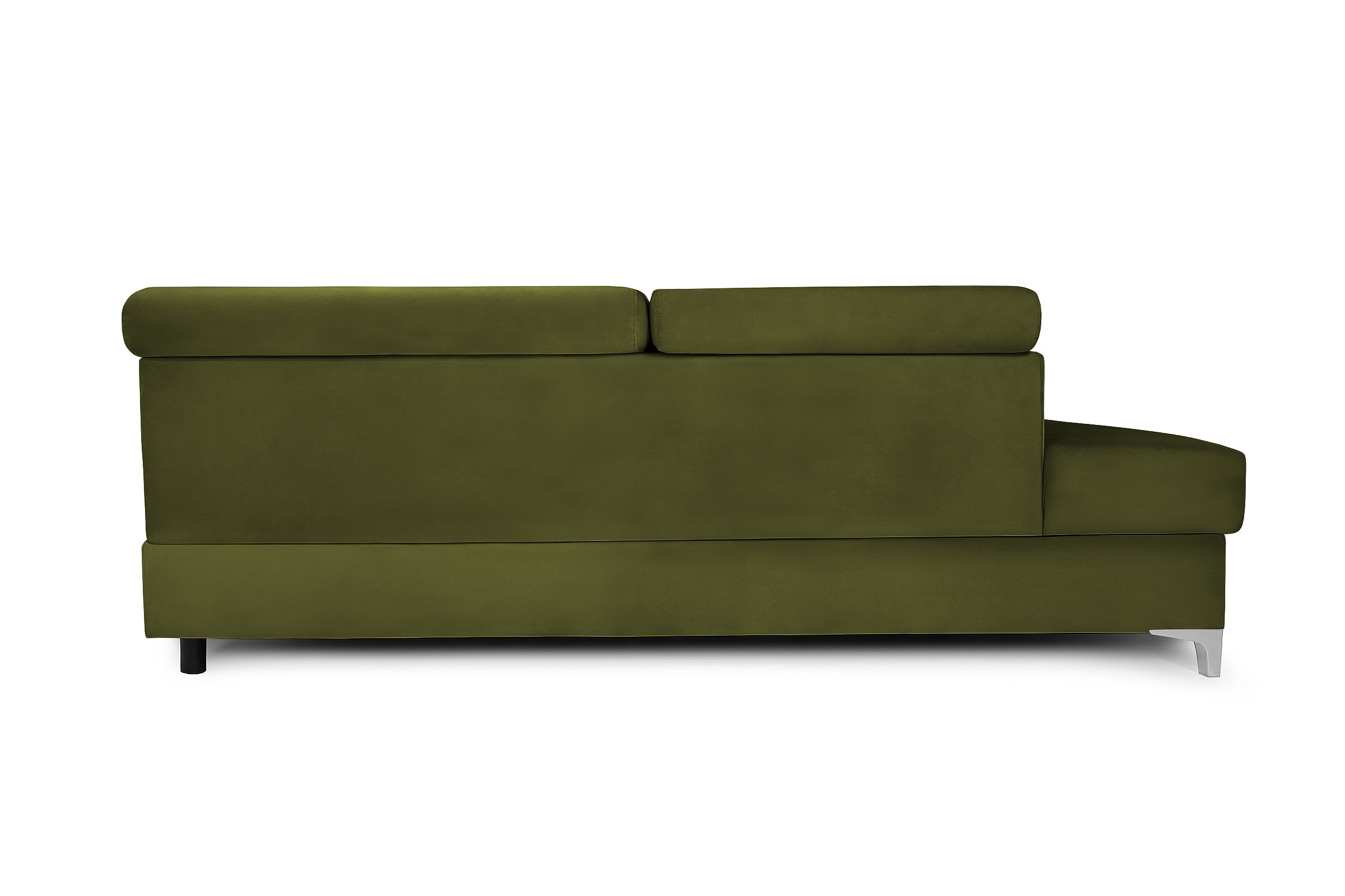 Colțar Extensibil TIME, cu lada depozitare, tetiere reglabile, 285x220x95 cm, #color_Verde-Olive-Velluto