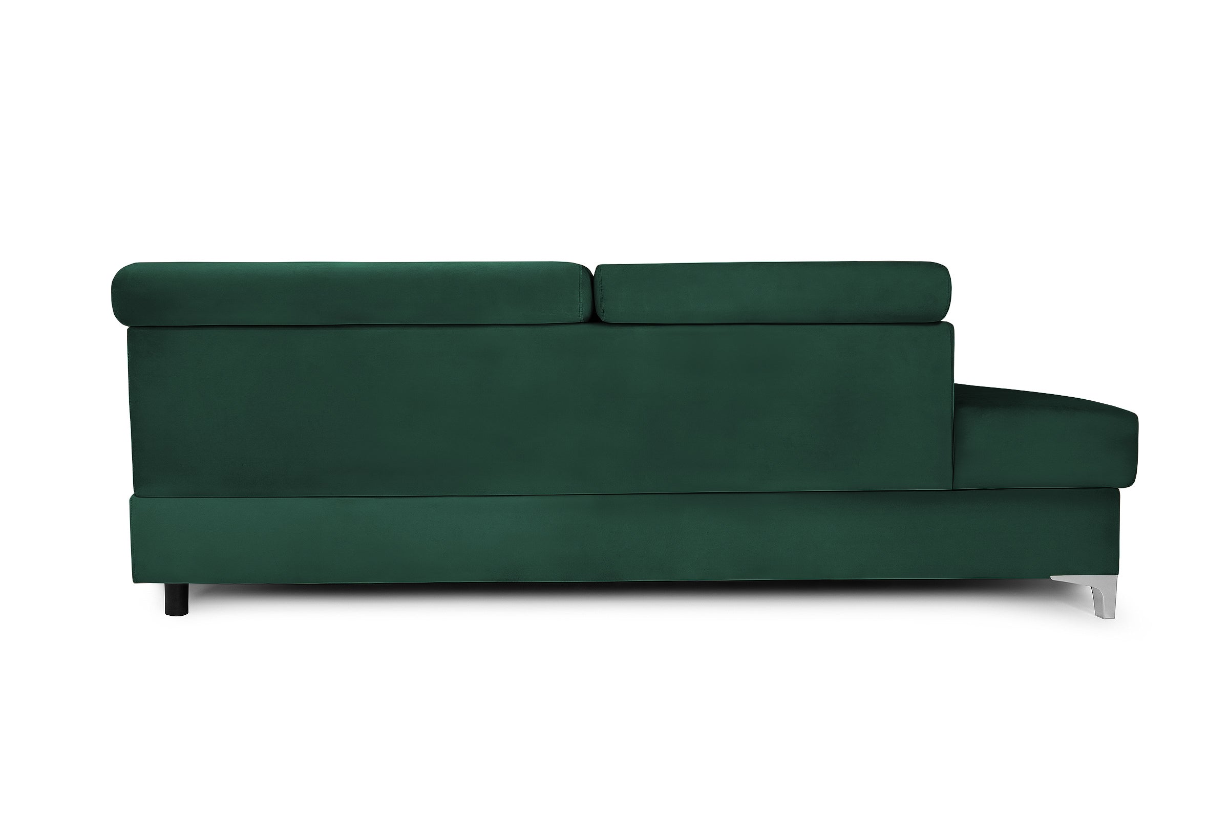 Colțar Extensibil TIME, cu lada depozitare, tetiere reglabile, 285x220x95 cm, #color_Verde-Padure-Velluto