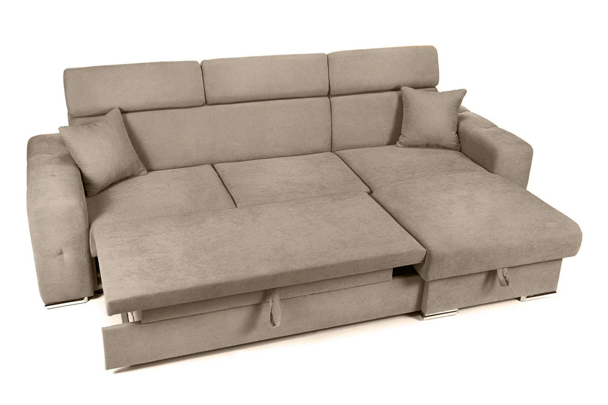 Coltar Extensibil BELLAGIO, sezlong interschimbabil, cu lada de depozitare, cu tetiere, 275x170x85 cm - Prestigehome.ro - Coltare - Prestige - #color_bej-enjoy