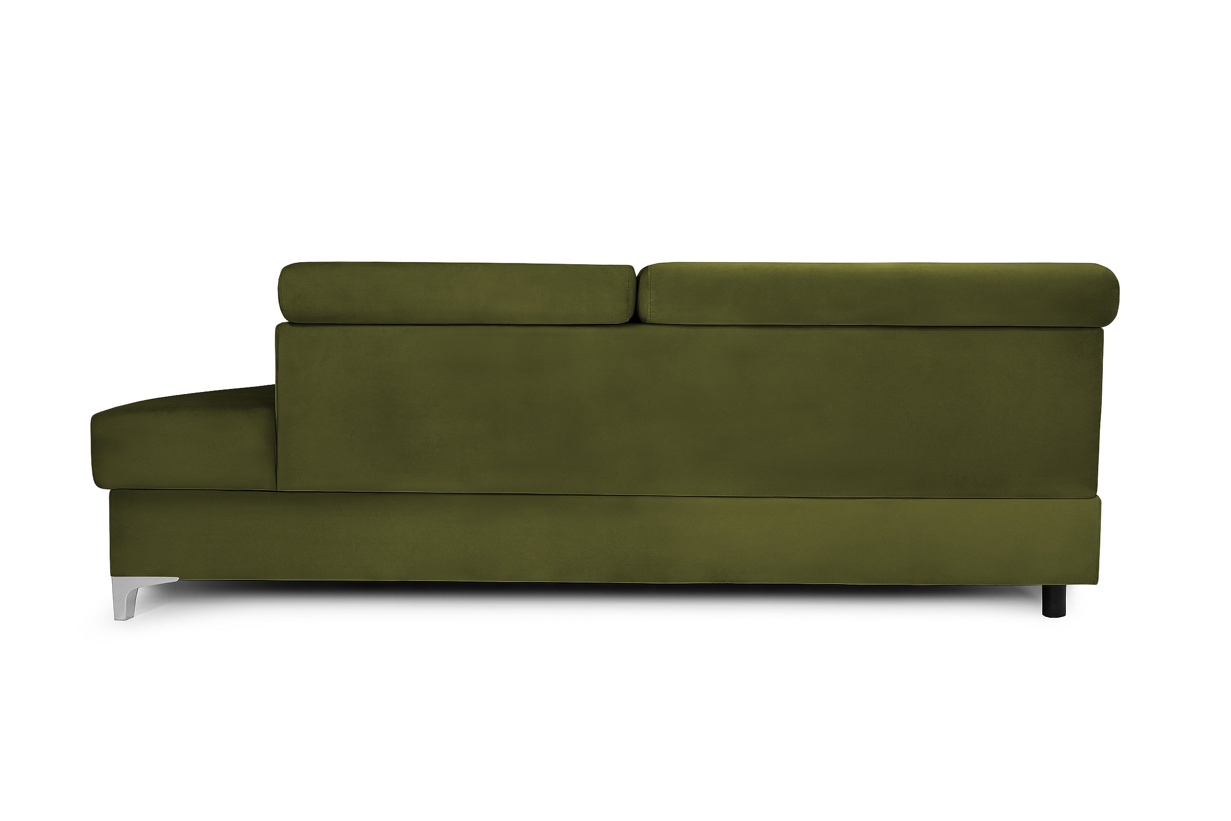 Colțar Extensibil TIME, cu lada depozitare, tetiere reglabile, 285x220x95 cm, #color_Verde-Olive-Velluto