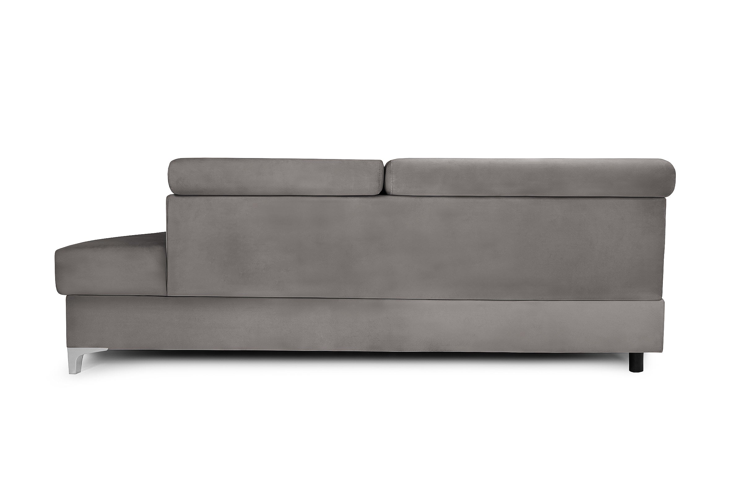 Colțar Extensibil TIME, cu lada depozitare, tetiere reglabile, 285x220x95 cm, #color_Gri-Silver-Velluto