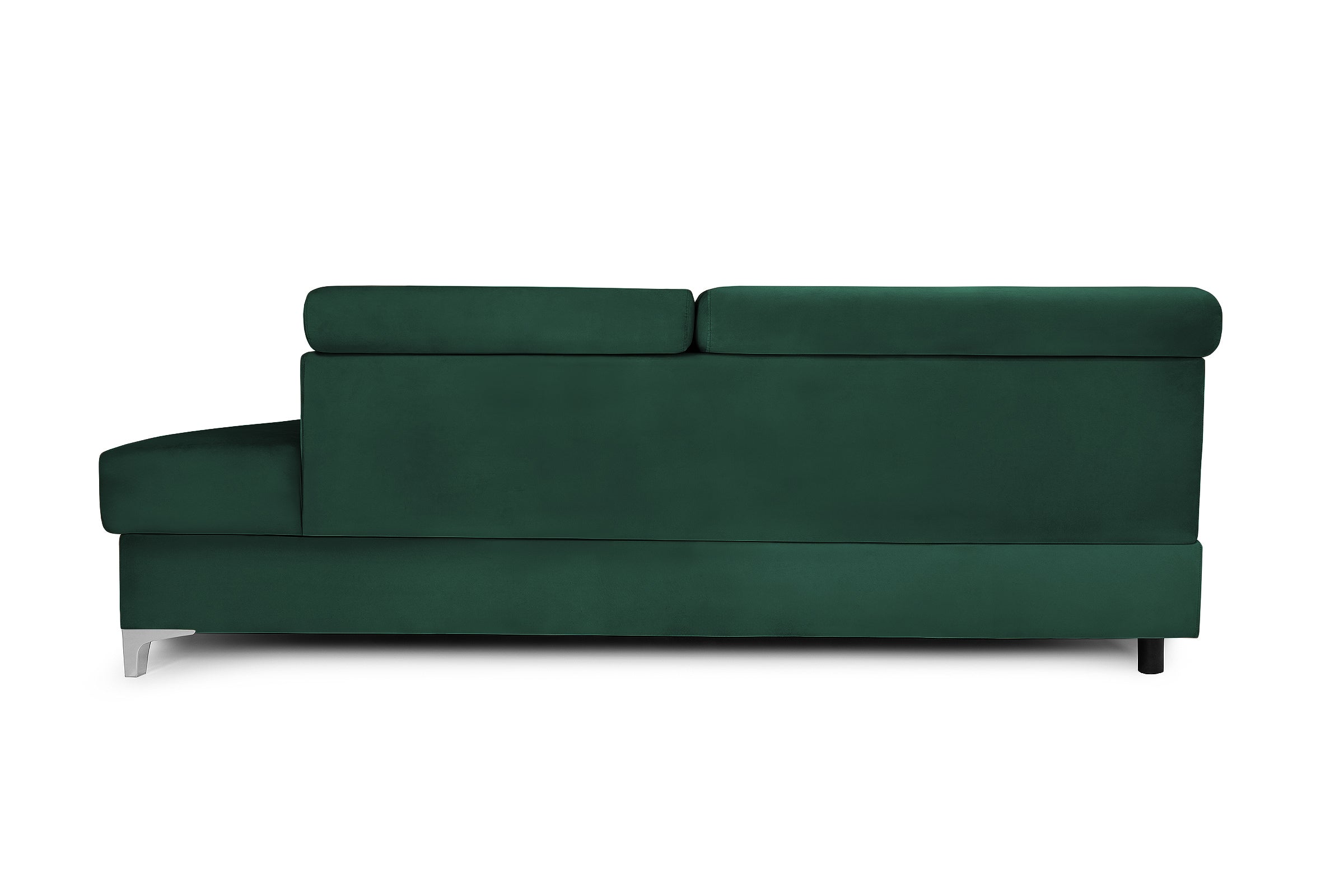 Colțar Extensibil TIME, cu lada depozitare, tetiere reglabile, 285x220x95 cm, #color_Verde-Padure-Velluto